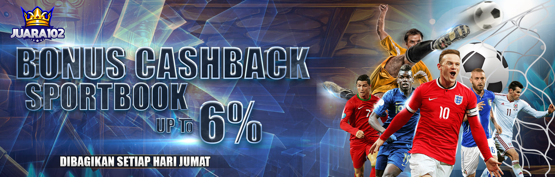 BONUS CASH BACK SPORTBOOK UP TO 6%. DIBAGIKAN SETIAP HARI JUMAT. S&K BERLAKU.	