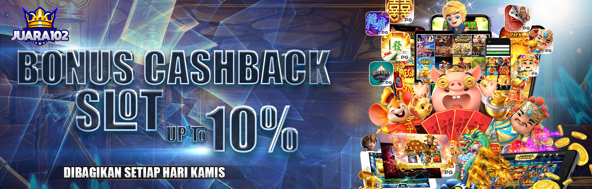 BONUS CASHBACK SLOT UP TO 10%. DIBAGIKAN SETIAP HARI KAMIS S&K BERLAKU.	